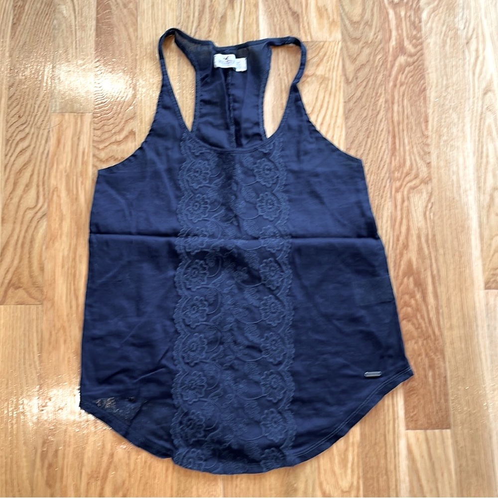 Hollister | Navy Blue | Racerback Lace Tank Top | XS